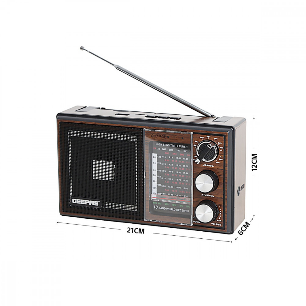 GR6842N راديو جيباس متنقل مع مشغل موسيقى قابل للشحن بطارية 1200 ملي