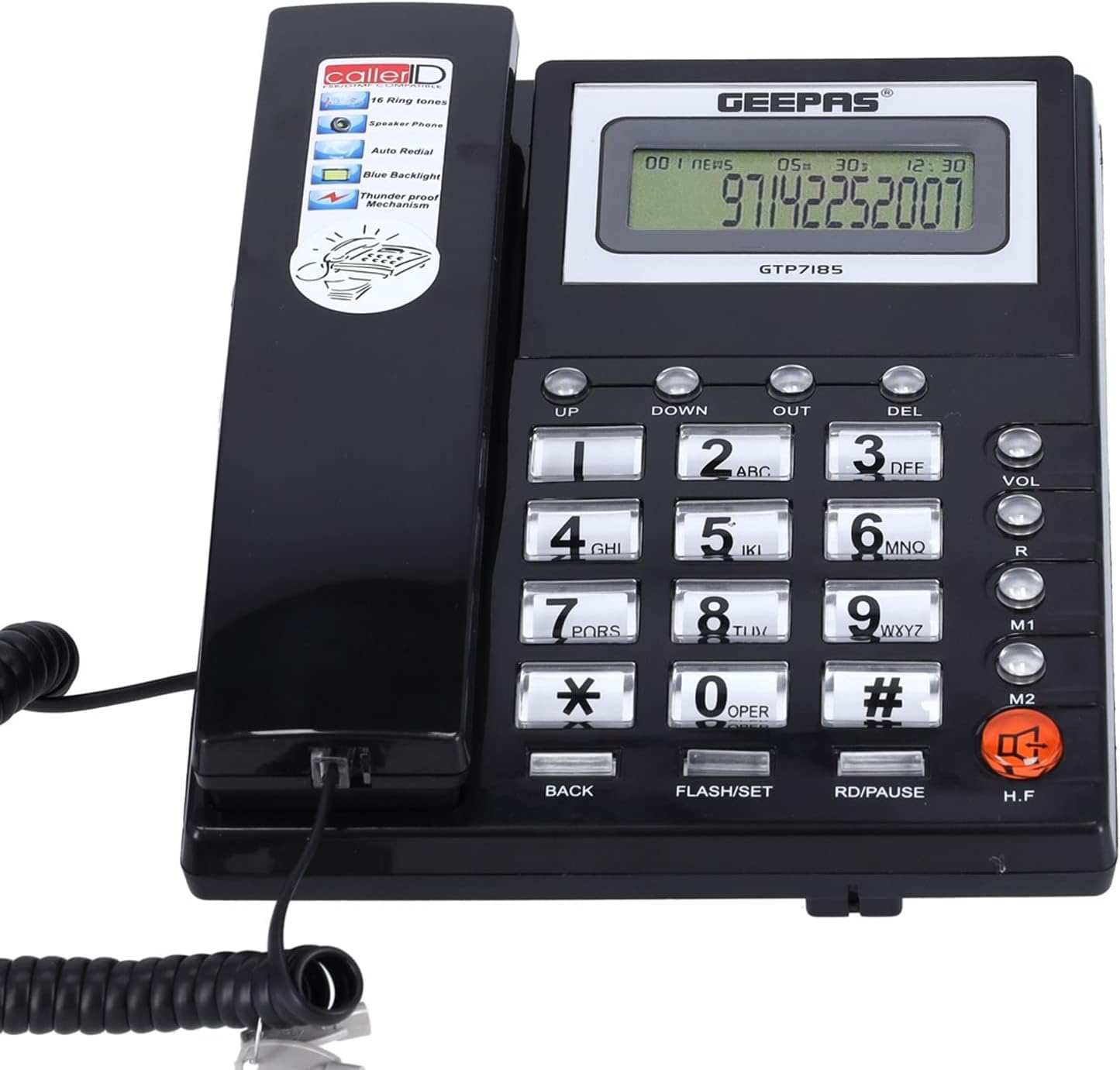 هاتف سلكي ارضي من جيباس GTP7185 -  جهاز التعرف على هوية المتصل