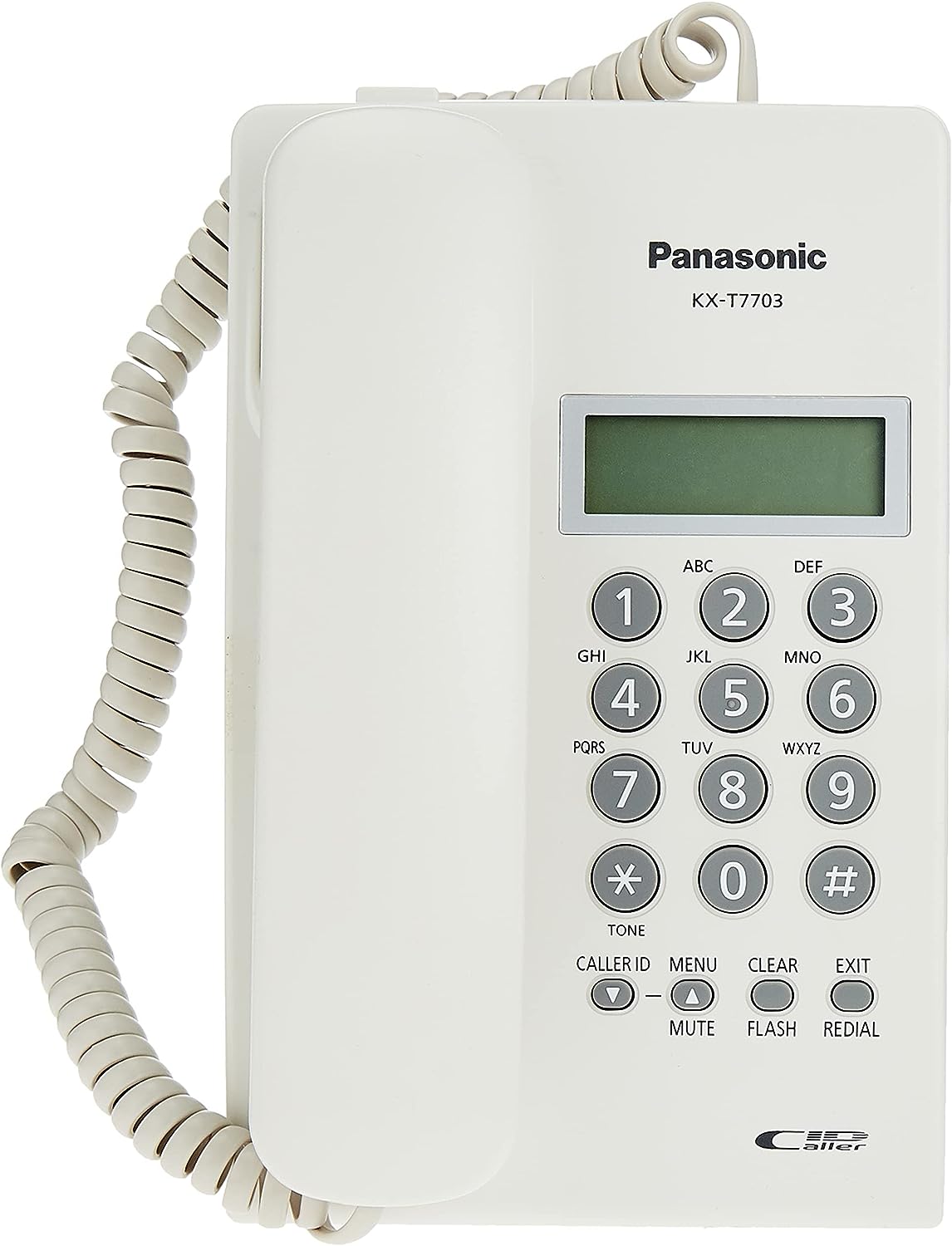 هاتف بشاشة عرض هوية المتصل من باناسونيك صنع في ماليزيا ، لون ابيض KX-T7703X