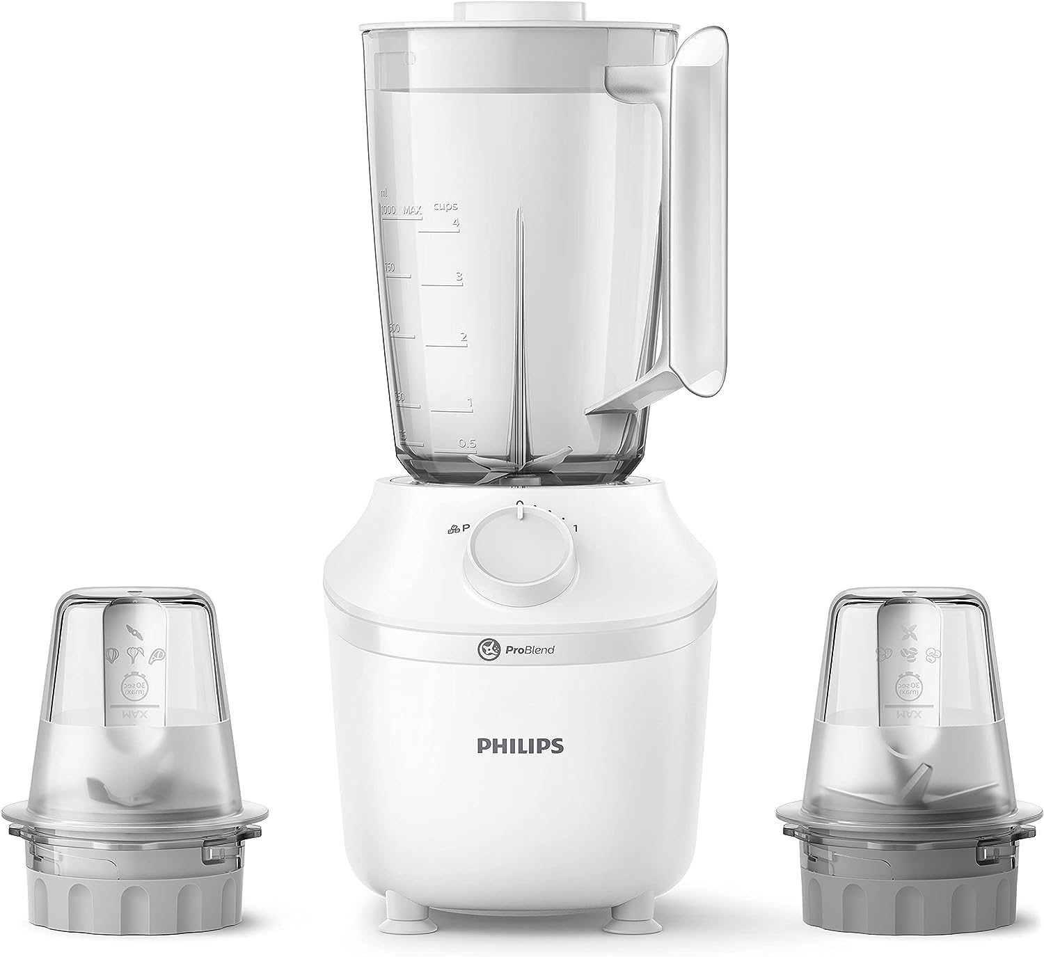 Philips Blender 450W - 1.9L, White HR2041/30 + 2 Mills