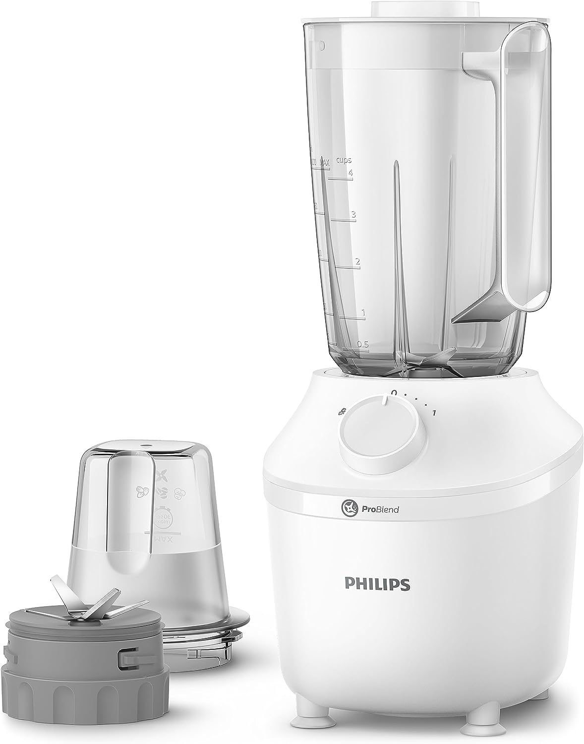 Philips Blender 450W - 1.9L, White HR2041/10 + Mill