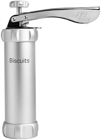 Marcato Atlas Mini Biscuit Press Machine, Includes 20 Discs for Making Biscuits in Different Shapes, Made in Italy, Silver Color