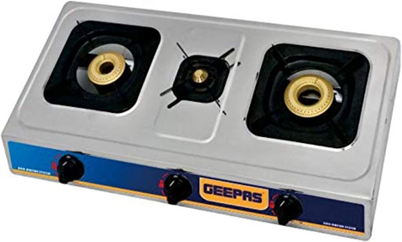 Geepas Triple Burner Stainless Steel Gas Stove With Auto Ignition GK6857
