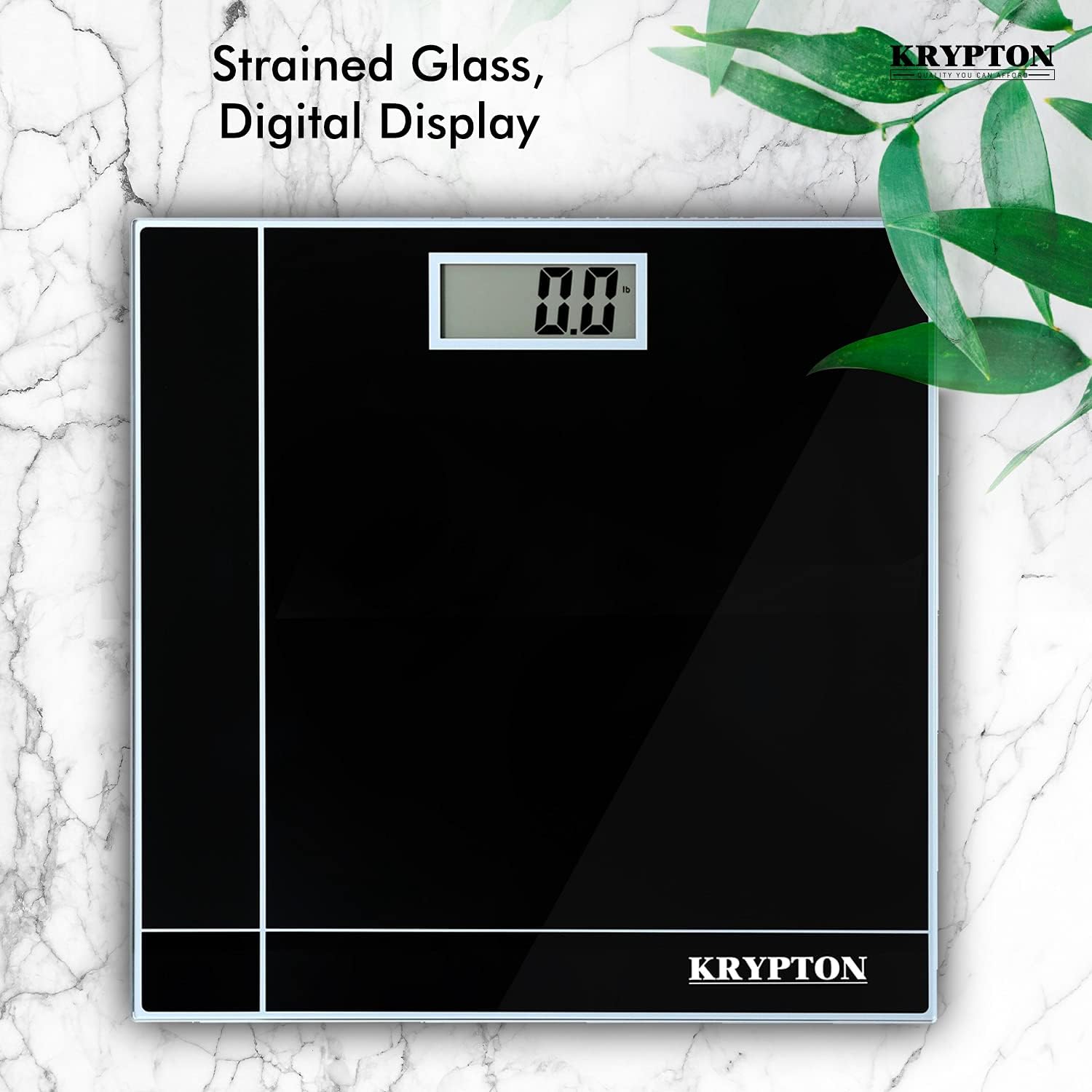 ميزان الكتروني من كريبتون - knbs5086، من الزجاج المقسى بسماكة 6 ملم وبقدرة تحمل 180 كيلوجرام، اسود