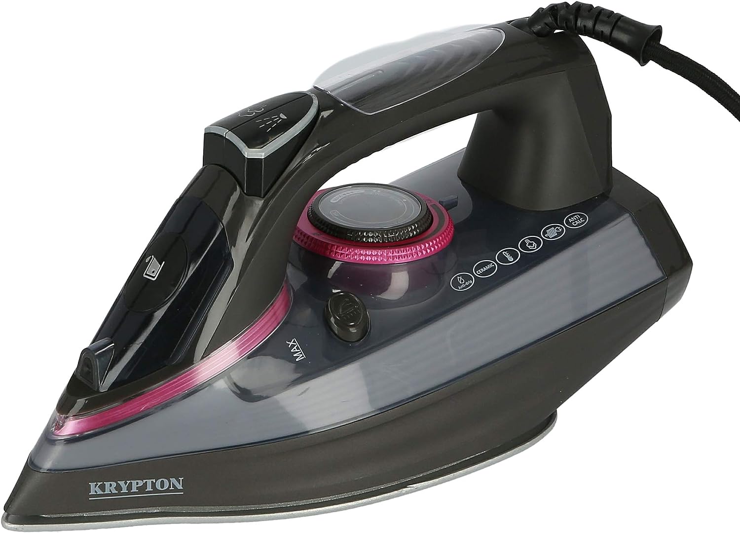 Steam iron with a capacity of 2200 watts in black / purple color from Krypton