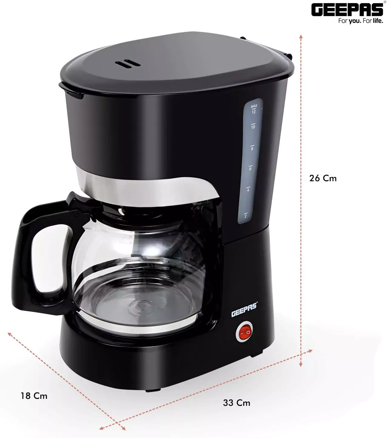 ☕Geepas American Liquid Filter Coffee Maker, Black - Gcm6103