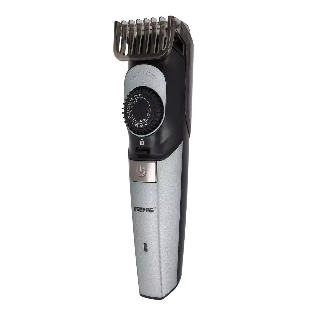 Geepas Rechargeable Hair Trimmer, Ion Battery, GTR56042 - Stainless Steel Blade, Hair Clipper and Beard Trimmer with Sharp Blades, 60 Minutes to Work, USB Charging- 2 Combs