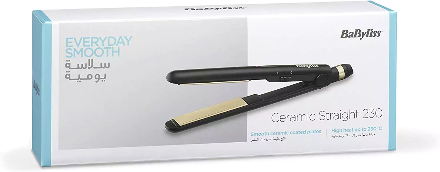 Babyliss ST089SDE Ceramic Hair Straightener for Daily Smooth Hair, with 2 Heat Settings