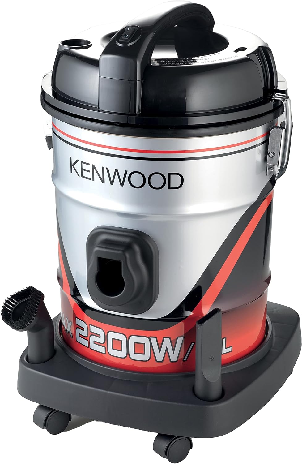 Kenwood Drum Vacuum Cleaner, 2200W, 25L Tank Capacity, 8m Extra Long Power Cord, Removable and Washable Filter, Upholstery Brush and Crevice Tool, VDM60, Multicolour, Black