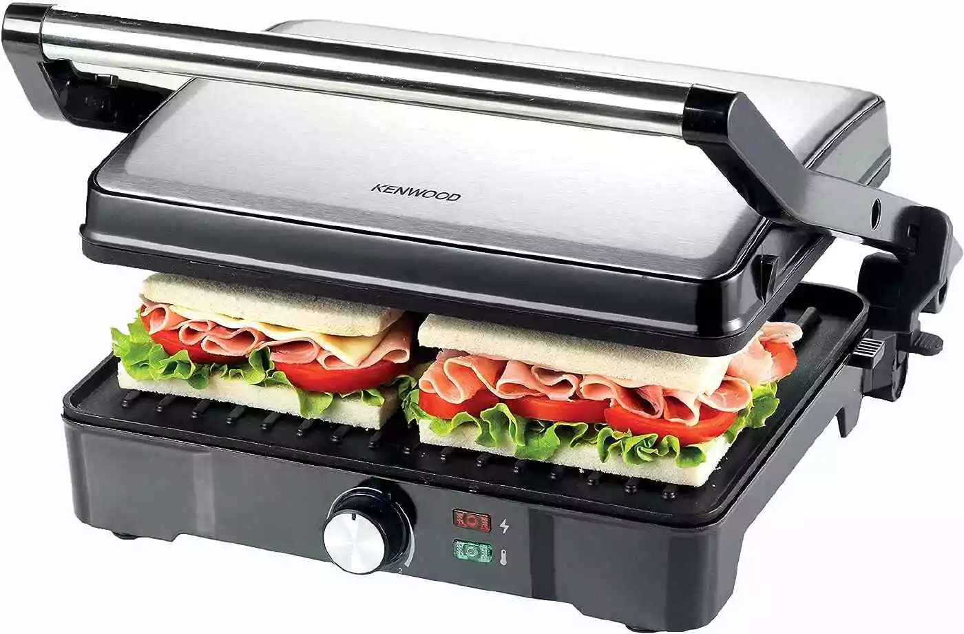 Healthy grill 2000 watts with variable temperature and 3 grilling modes from Kenwood, black/silver color HGM31.000SI