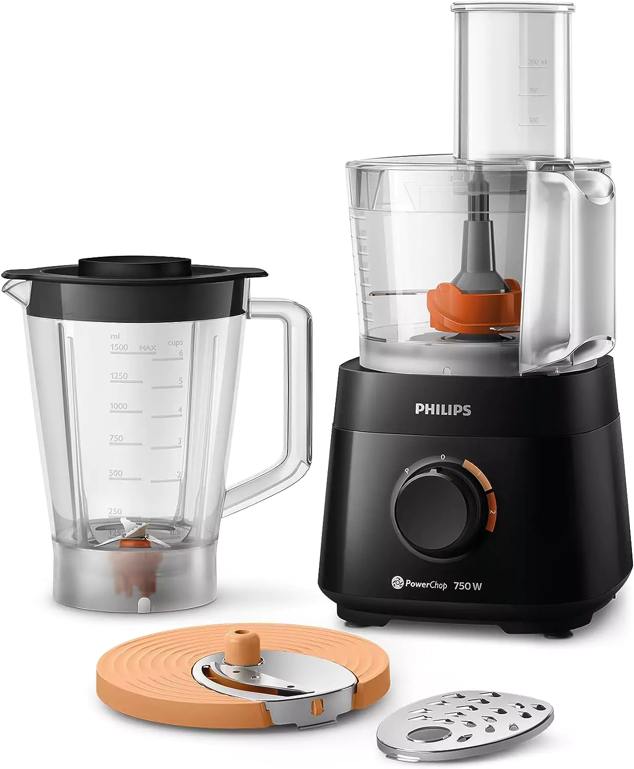 Philips HR7301 Multi-Processor Food Processor (750W, 4 in 1) Kitchen Blender, Processor and Blender with Grating Disc and Chopping Disc Included