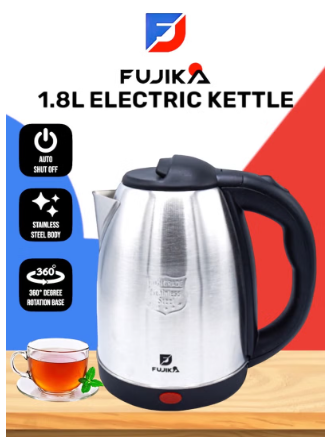 Fujika FJK-180 Stainless Steel Kettle, 1.8 Liter, Silver