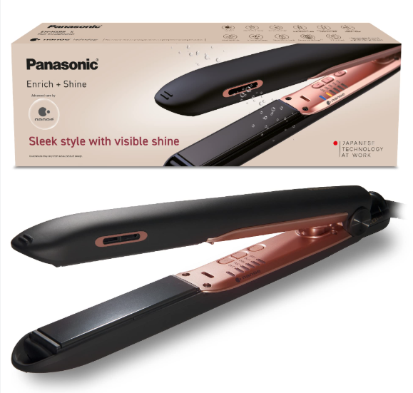 Panasonic EH-HS99 Nanoe Ceramic Hair Straightener for Improved Shine with Temperature Control (Black/Rose Gold)