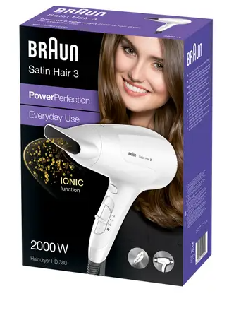 Braun Satin Hair 3 Hair Dryer: Power and Style in One 2000 Watt Hd 380