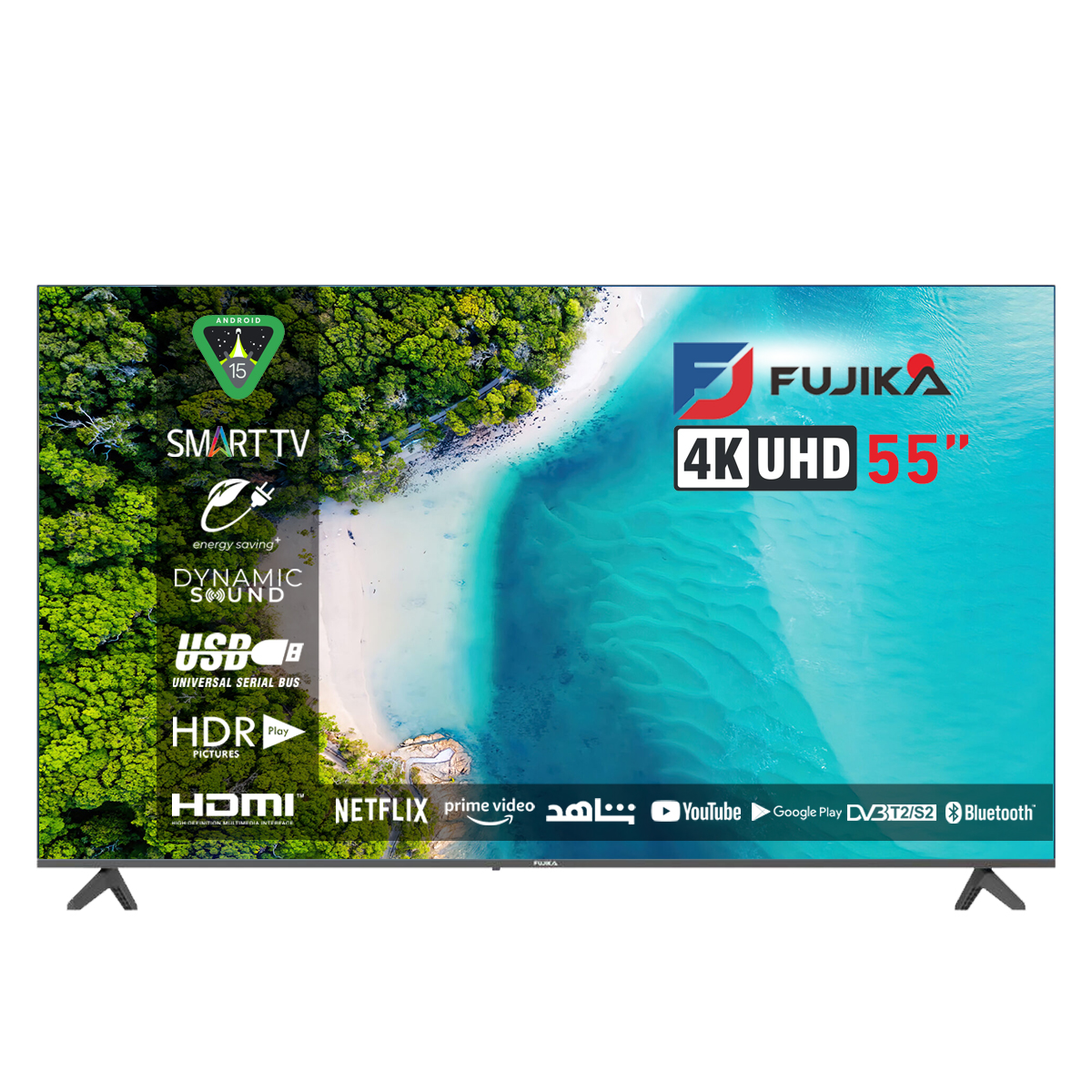 شاشة تلفزيون فوجيكا 55 بوصة UHD 4K سمارت بنظام أندرويد – موديل FJ-55Q6 شاشة تلفزيون فوجيكا 55 بوصة UHD 4K سمارت بنظام أندرويد – موديل FJ-55Q6